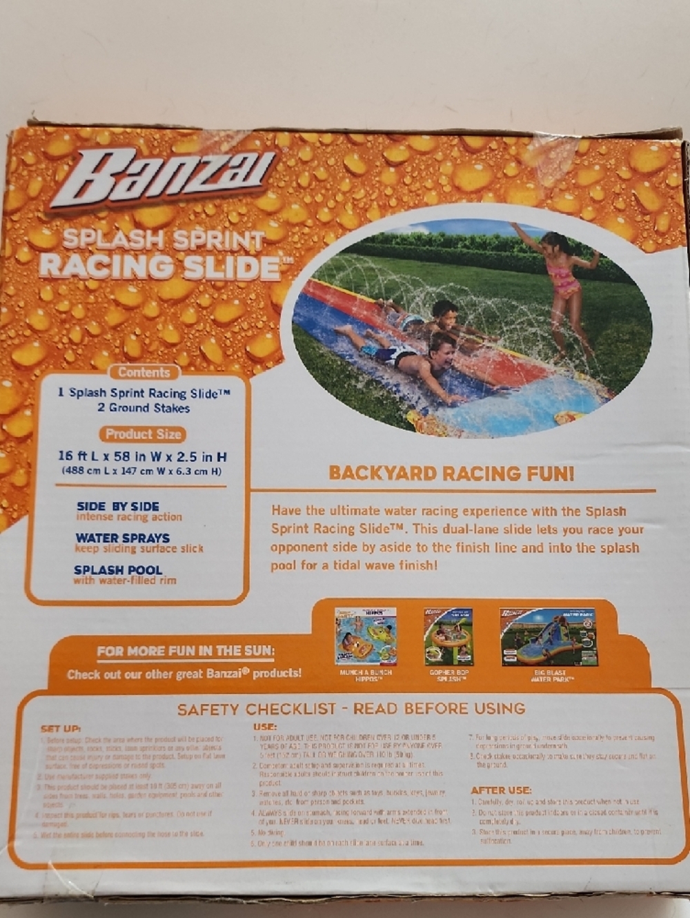 Banzai Splash Sprint Racing Slide - Bright Multicolor - Picture 2 of 4